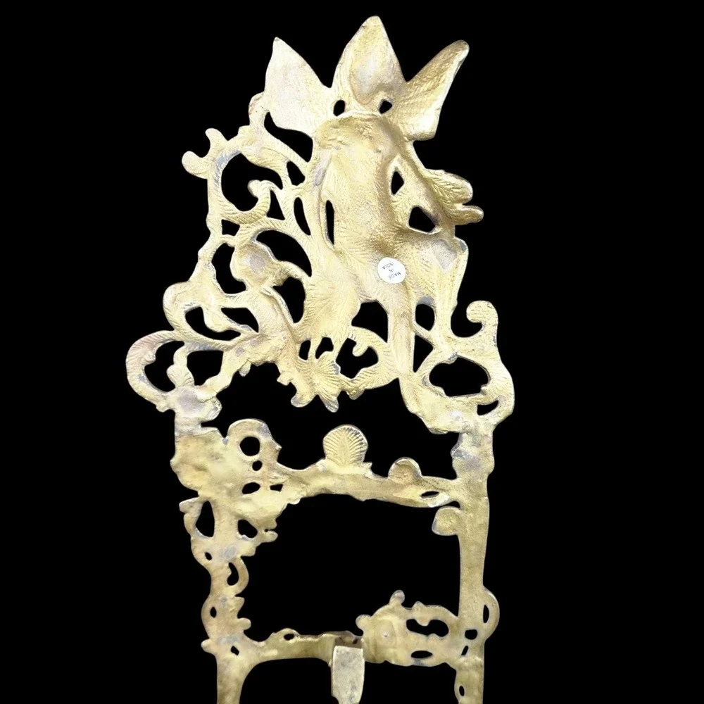 Vtg Brass Easel Fairy Angel Large 24in Eclectic Antique